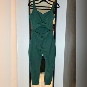 girlfriend collective Forest Green Cutout Knot Jumpsuit